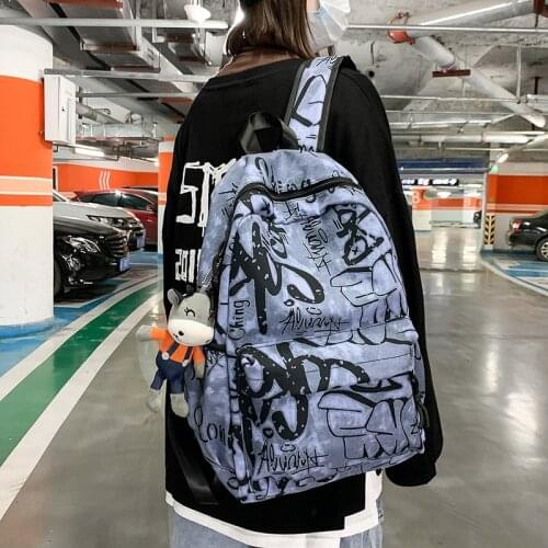 Graffiti Youth Backpack 2021 Trend Design Waterproof Nylon Laptop Campus School Bag Soft Unisex Large Capacity Travel Backpacks