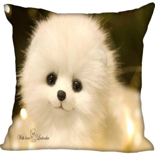 Germany Pomeranian Dog Pillowcase Satin Fabric Pillow Cover Square Zipper Pillow Cases Home Office Wedding Decorative 40x40