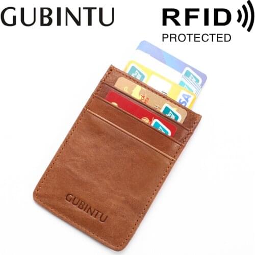 2020 New Factory Direct Gubintu Genuine Leather Card Bag Card Holder RFID Anti-Theft Card Holder