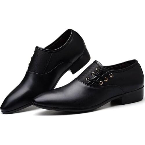 2021 Autumn Winter New European Style Retro Mens Dress Shoes Pointed Toe Slip-on Casual Derby Shoes Comfortable for Wedding