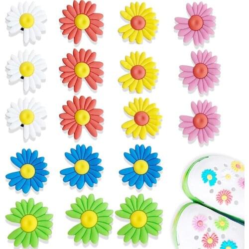 Single Sale 1pcs Shoe Charms Daisies Garden Shoe Accessories Buckle Decorations Fit Croc Wristband JIBZ Kids X-mas H3