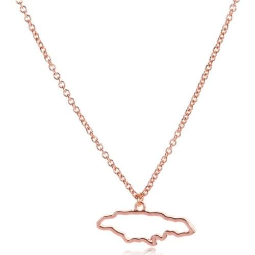 Small Caribbean Sea Island Jamaica Map Necklace Outline Country of Jamaican Continent Chain Necklaces for African Jewelry