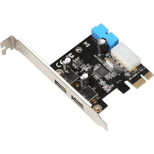 PCI-E USB 3.0 Express Card 2 Ports 1 USB 3.0 20pin Connector with 4-pin SATA Power Connector Splitter Cable Adapter Expansion