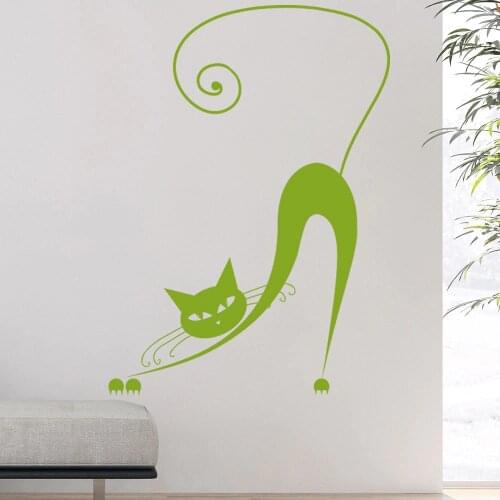 Stretching Siamese Cat Cartoon Cats Wall Sticker Pets Wall Stickrs Bedroom Romantic Home Decor Art Decal Vinilos Paredes LA090