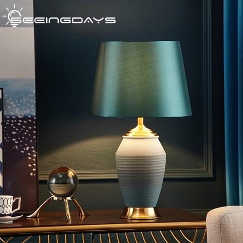 2020 Luxury Postmodern American Style Glaze Ceramic Table for Bedroom Home Decoration Bedside Lamp Living Room Nightstand Lamp