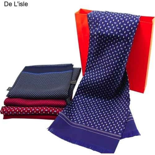 100% Natural Silk Double Layer Cravat Mens Silk Long Scarf Premium Gift for Men and Women