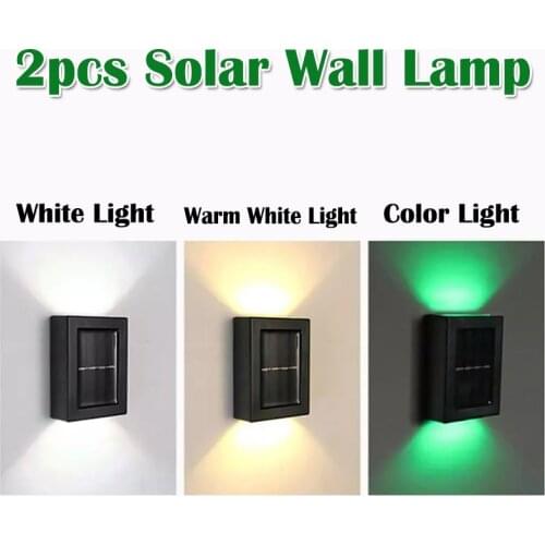 2PCS Solar LED Wall Light Outdoor Waterproof Anti-corrosion Modern Nordic Courtyard Porch Stair Night Light Garden Home Decor