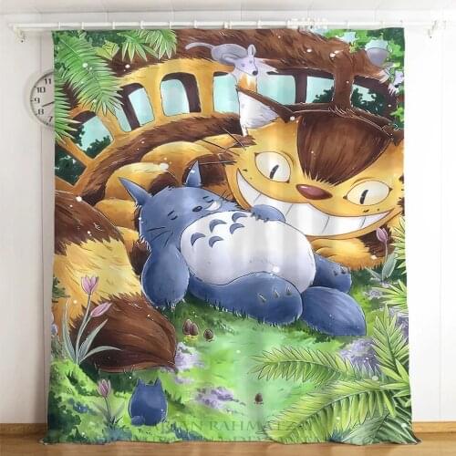 Tonari no Totoro 3D Print Blackout Curtains Bedroom Living Room Home Decoration for Children Kids Boys