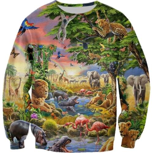 Animal world lion / hippo / elephant 3D Printed Sweatshirt For Men/Women Harajuku Fashion Long sleeve sweatshirt Casual Pullover