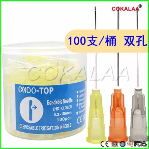 High Quality Dental Endo Irrigation needle tip 0.3*25mm 30GA 30G End-Closed Side Hole Endo Syringe 100pcs/box