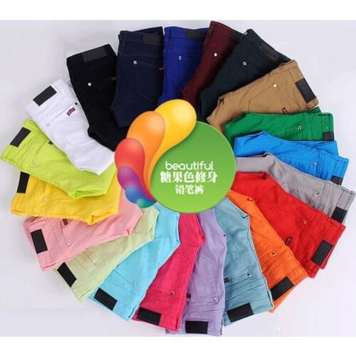 Slim Women Skinny Pencil Jeans Candy Colors 26-34 Spring Summer Stretch Trousers Korean New Casual Denim Leggings Pants Cotton