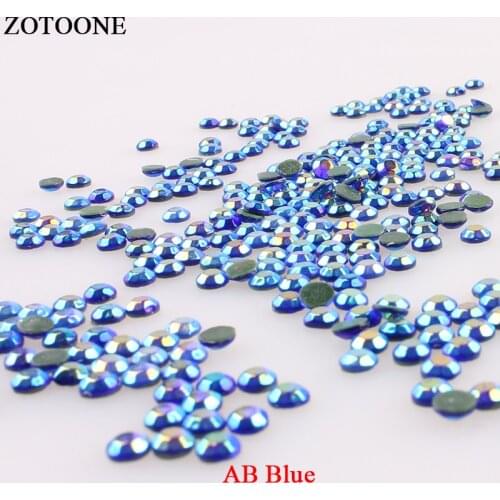 ZOTOONE ABBlue Hotfix Flatback Rhinestones Strass Nail Art Applique Iron On Rhinestones For Clothing Transfer Designs Decoration