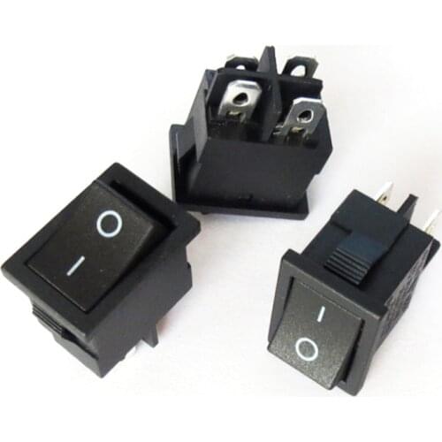 10PCS Ship Type Switch Black 15*21mm 4PIN ON OFF Boat Rocker Switch 6A/250V 10A/125V LCD TV Power Switch 4 Contact Points