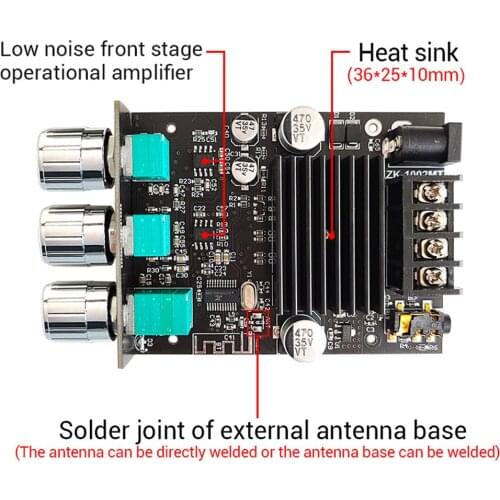 1002MT 2*100W High And Bass Adjustment MINI Stereo Dual Channel Bluetooth 5.0 Audio Power Amplifier Board Module