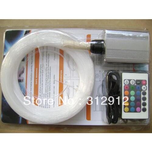 200pcs 0.75mm*2m PMMA optical fiber kit with 6W RGB light engine,IR 24key remote;model:FRP-03