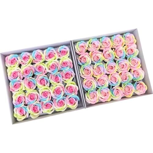 25pcs High Quality Colorful Soap Flower Rose Head Valentine Christmas Gift Bouquet Box Decoration