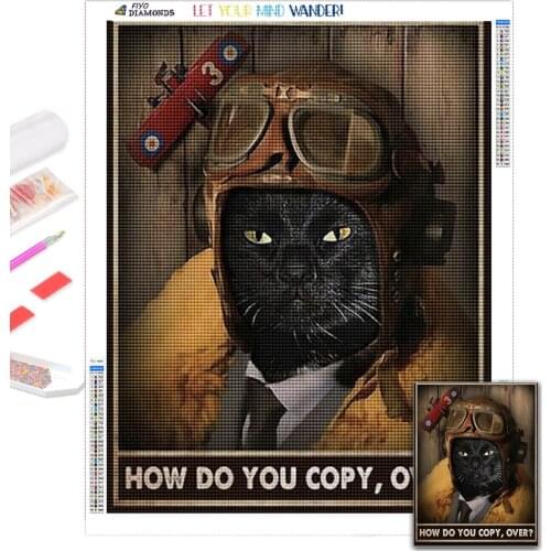 5D DIY Diamond Painting CAT Anime Toilet Paper Diamond Embroidery Full Rhinestone Picture Diamond Mosaic Vintage Bar Decoration