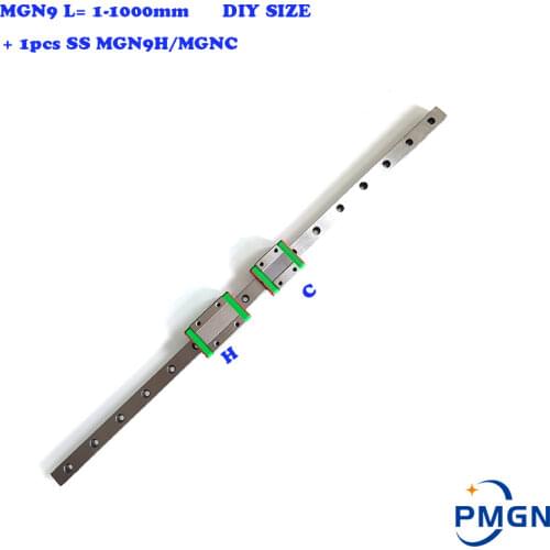 9mm Linear Guide MGN9 L= 100 200 300 350 400 450 500 550 600 700 800 mm Linear Rail Way + MGN9C or MGN9H Long Linear SS Carriage