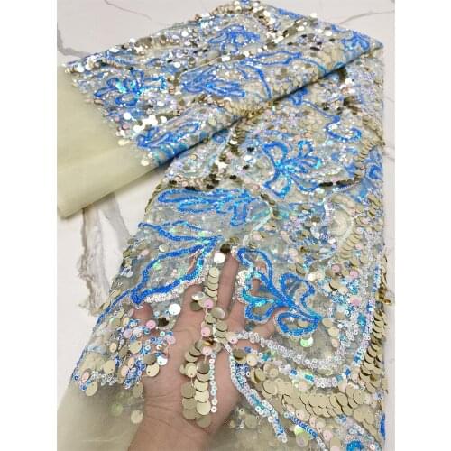 African Sequins Tulle Mesh Lace Fabric 2021 High Quality Lace Nigerian Net Lace Fabrics For Women Party Wedding 4164B