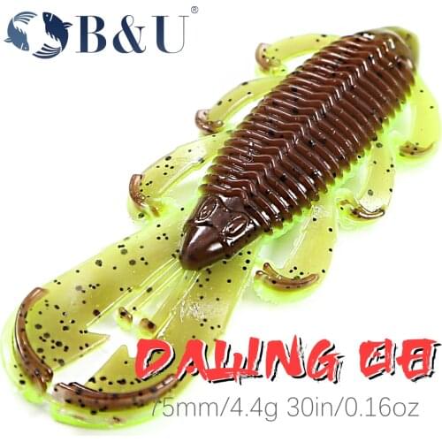 B&U Craws Lure for Bass Fishing Lures 75mm Soft Lure Fishing Lures Soft Silicone Baits Shrimp Bass Peche Gear Fishing Tackle