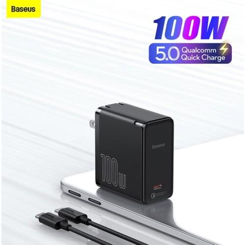 Baseus GaN2 Fast Charger 100W Type C Laptops Tablet Charger QC 5 QC 4.0 PD 3.0 GaN Charger For Apple Book Pro Lenovo Dell Huawei