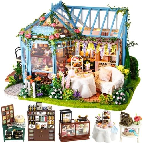 CUTEBEE DIY Dollhouse Wooden doll Houses Miniature Doll House Furniture Kit Casa Music Led Toys for Children Birthday Gift A68B