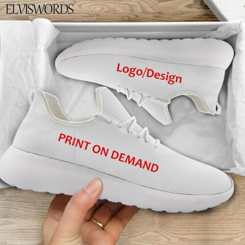 ELVISWORDS Men 3D Custom Logo/Image Print Vulcanized Shoes Breathable Mesh Knitting Sneakers 2021 New Outdoor Sport Footwear