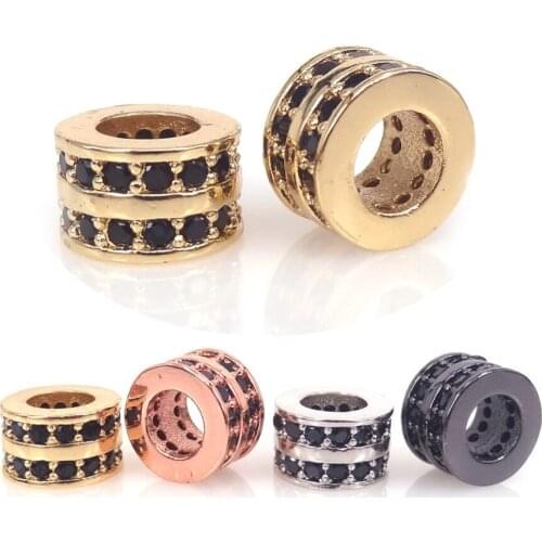 Hot sale round spacer bead micro pave cz brass zirconia beads for diy making bracelet jewelry accessories beads wholesale