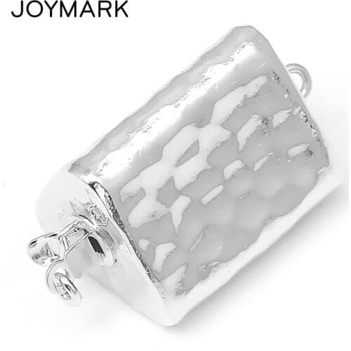 JOYMARK 14x25mm Triangle 925 Sterling Silver Box Clasp Connector Pearl Bracelet Necklace Jewelry Accessories SC-BC252