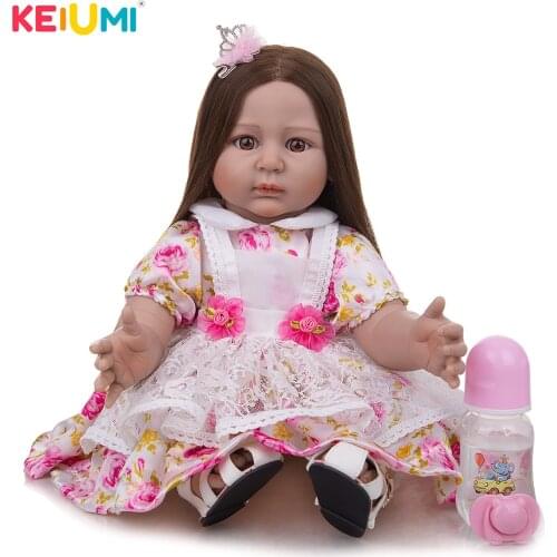 KEIUMI 22Inch Reborn Baby Doll Lovely Long Straight Hair Baby Kid Well Packaged Fast Delivery Childrens Toys