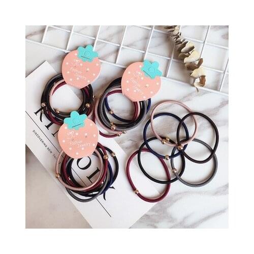 Bead hair ring 6 pieces of elastic color hair rope tie hair high elastic leather case rubber band