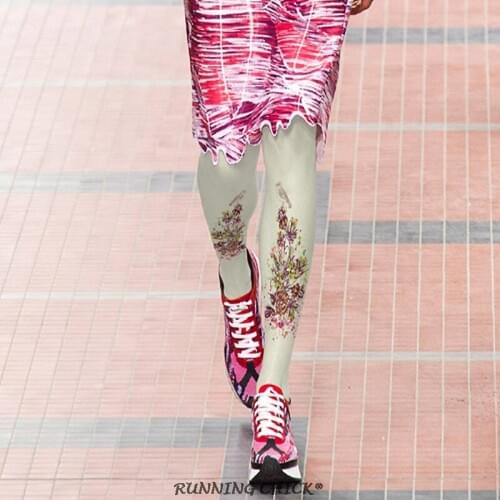 Color Ink Drops Flower Printed Pantyhose