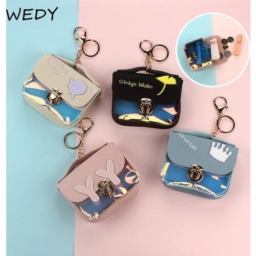 Laser Coin Purse Cute Mini Pouch Women Change Purse PU Leather Little Wallet Credit Card Keys Holder Ladies Coins Storage Pouch