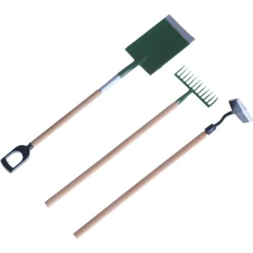 Set of 3 Garden Tools Fairy Garden Pretend Play Children Dollhouse Miniature Classic Educational Toys Gift