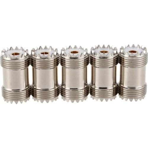 New 5-Pack PL-259 UHF Female to UHF Female Coax Cable Adapter S0-239 UHF Double Female Connector Plug,silver