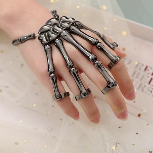New Fashion Punk Tattoo Costume Party Black Bracelet With Rings Men Women Jewelry