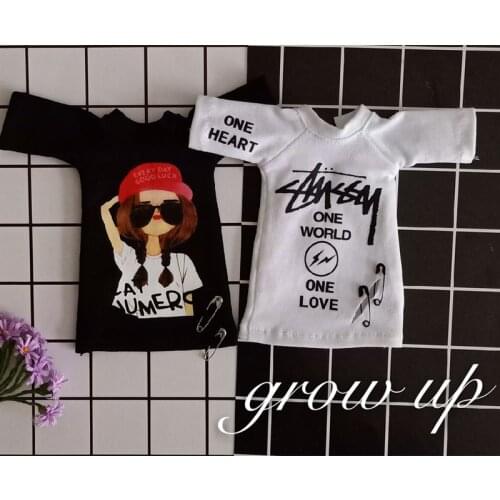 30cm Dolls Blyth Clothing White,black Blyth Long T-shirt for 1/6 Doll Accessories Fit( blyth,barbies,azone,ob24,1/6 Doll)