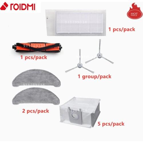 Xiaomi original roidmi Eve robot vacuum cleaner, dust bag, mop, side brush, HEPA roller brush, roidmi Eve plus replaceable acces