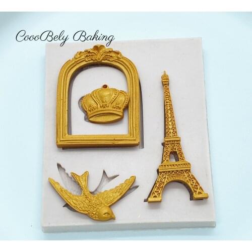 DIY Tower Crown Fondant Silicone Mold Sugar Craft Cake Decorating Tools Bird Chocolate Baking Kitchen Accessories FM1132