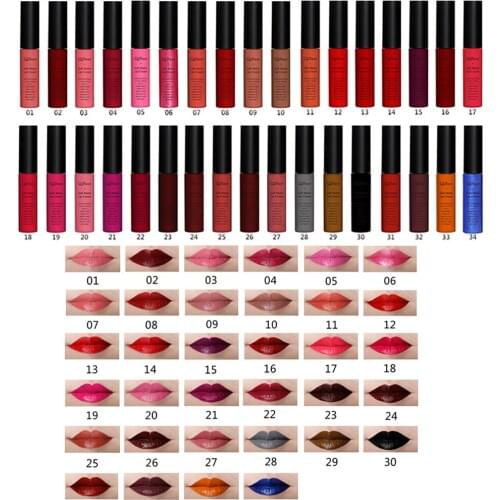 QiBest 34Colors/set Matte Lipstick Cosmetics Lip Gloss Waterproof Beauty Makeup Lip Stick Pencil Lipstick long lasting Soft Lips