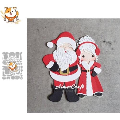 Christmas Couple Metal Cutting Dies Mold Knife Scrapbooking Stencil DIY Embossing Craft Die Cuts Card Making New Dies For 2020