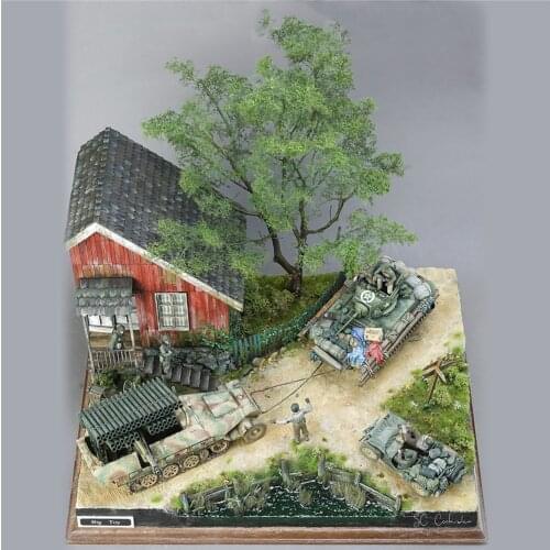 1/35 Scale Ruins Corner House World War II Gerrman Soldier Shelter Military Sand Table Building Wargame Scene Wood Models Kits