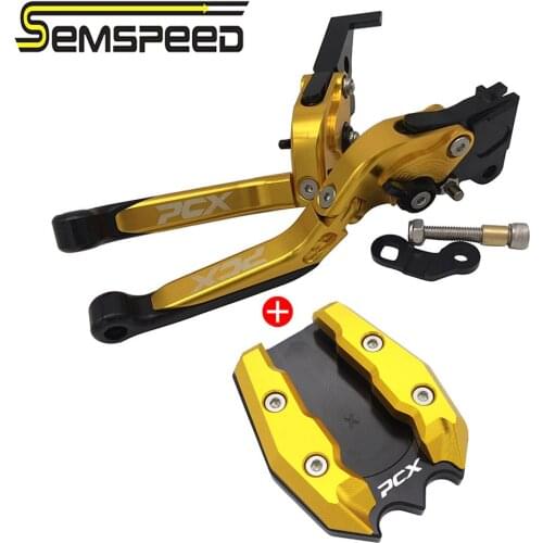 SEMSPEED Parking Brake Levers Foot Kickstand Sidestand 2PCS For HONDA PCX 150 125 Folding Extendable Clutch Automatic Lock Lever