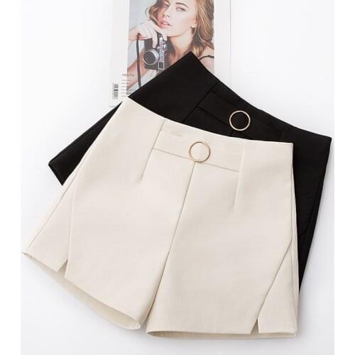 Spring and summer 2020 South Korean new versatile wear black high waist loose thin wide leg casual A-line shorts for women