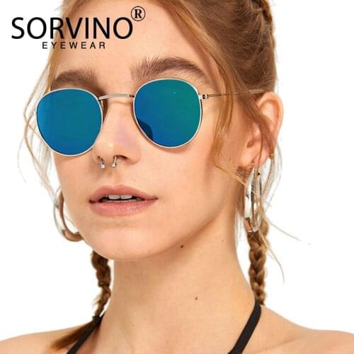 SORVINO Small Oval Polarized Sunglasses for Women 2020 Retro Designer Steampunk Rose Gold Mirror Sun Glasses Sclout Goggles