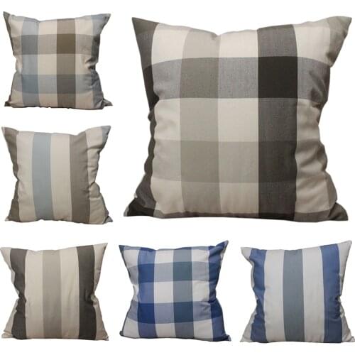 CURCYA Modern Nordic Stripe Cushion Cover for Home Decoration American Farm Style Simple Plaid Pillow Covers Case for Sofa