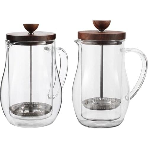 Double Wall Glass Coffee Pot Filter Presses Kettle Heat-Resisting Tea Press Bottle Household Flask