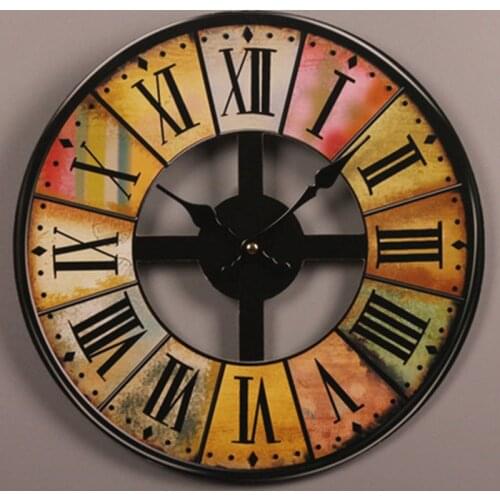 Vintage Wooden Wall Clock Large Shabby Chic Rustic Kitchen Home Antique Style Living Room Decorative
