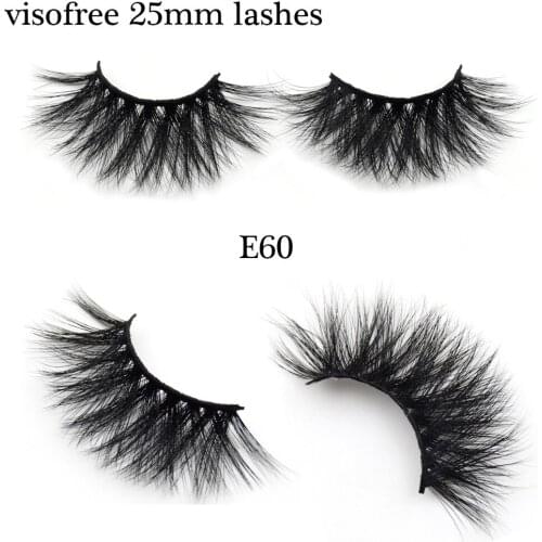 Visofree Mink Eyelashes 25MM Lashes Natural False Eyelashes Fake Lashes Long Makeup 3D Mink Lashes Eyelash Extension Lashes E60