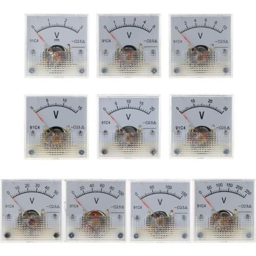 1pc DC Voltmeter Analog Panel Voltage Meter Mechanical Pointer Type Mechanical Voltage Meter 3/5/10/15/20/30/50/100/150/250V